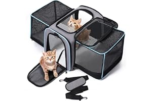 Petcozife Erweiterbar Transporttasche für Katzen/Hunde, Faltbar Transportbox Katzentasche Hundetasche, 47x29x29cm Katzentransporttasche Tragetasche für Haustiere - Bis 5,5 kg