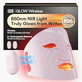 INIA Glow Wireless LED Facial Mask, Red Light, 4 Light Modes | Red, Yellow and Blue Light, Wireless and Portable, Rechargeabl