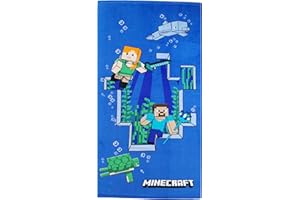 ‎THEONOI Theonoi Kinder Handtuch Badetuch Strandtuch Duschtuch für Mädchen und Jungen 100% Baumwolle 70x140 cm (Minecraft Steve Alex)