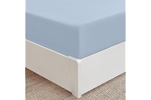 Mellanni Double Fitted Sheet Deep Fit 30 Cm - All Around Elastic Double Bed Sheet - Shrinkage & Fade Resistant Deep Fitted Sheets - Ultra Soft Brushed Microfiber - (Double, 135x190 cm, Blue Hydrangea)