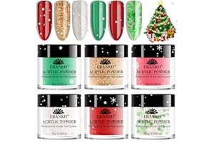 EBANKU Zestaw proszków akrylowych, 6 kolorów proszku akrylowego, profesjonalny akrylowy puder do paznokci, przedłużanie paznokci, rzeźbienie paznokci, długotrwałe, nie wymaga lampy do paznokci