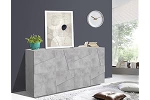Dmora Credenza Moderna a 4 Ante, Made in Italy, Madia da Cucina, Buffet di Design da Soggiorno, cm 162x44h86, Colore Cenere, Grigio Ardesia, Big