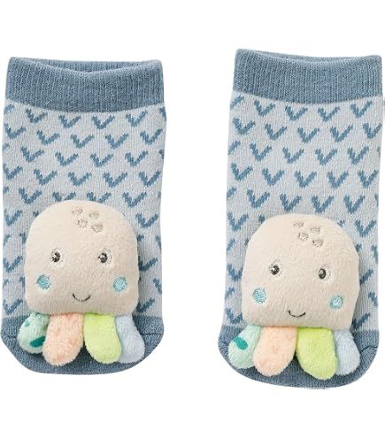 4 pièces Ensemble 4 - Chaussettes hochet en peluche avec dragonne pour bébé, Jouets pour nouveau