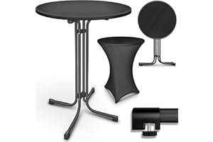 tillvex® Gastro Stehtisch klappbar Ø80cm mit Husse | Bistrotisch FERTIG MONTIERT | Klapptisch rund - wetterfester Partytisch | Gartentisch Indoor & Outdoor