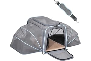 Petsfit Sac de Transport Pliable pour Chat et Chien, Extensible avec bandoulière - Sac de Transport pour Chien - Tissu Oxford pour Chat et Chien - M/Gris/Double Face