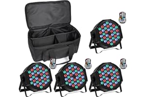 U`King 4 PCS RGB Bühnenlicht Akku mit Par Bag, Wiederaufladbare 36 LED Strahler Par Licht mit Fernbedienung und Timing, Akku Strahler Outdoor für Hochzeit DJ Disco Events Indoor Tanzparty Kirche