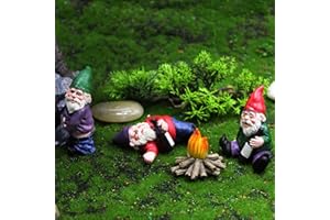 JIAMIAN 4 gnomi da giardino divertenti, gnomo ubriaco, gnomo seduto, falò, sculture nane, nani ubriachi, resina, ornamenti da giardino all'aperto