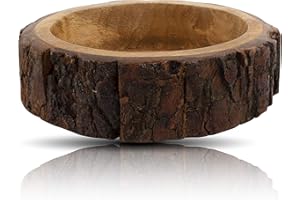 THE GREAT INDIAN BAZAAR Hermoso cuenco decorativo hecho a mano de 17 cm de madera para servir bocadillos para frutas secas fritas mesa de café mostrador clave tazón vajilla cocina salón decoración hogar acentos vajilla