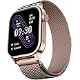 Fire-Boltt Rise Luxe Smart Watch, 1.85" HD Display, Metal Body with Bluetooth Calling, Rotating Crown, AI Voice Assistant, 120 Sports Modes, Neon UI, SpO2 & Heart Rate Monitoring (Rose Gold Mesh)