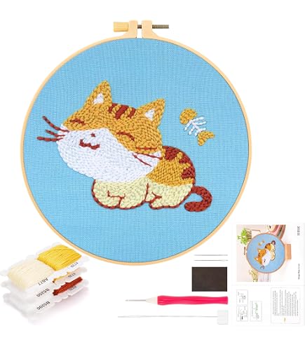 Kit Broderie Punch Needle Panda - DIY Débutant - Tissu Hydrosoluble - Accessoires Inclus - Loisir Créatif