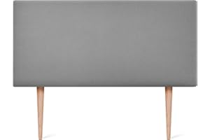 DHOME Cabecero de Polipiel o Tela AQUALINE Liso con Patas cabeceros Cabezal tapizado Cama Lujo (95x105cm con Patas (Camas 70/80/90), Tela Gris)