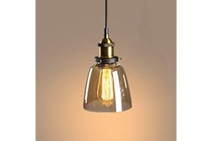 LIGKIN Lampada a Sospensione Industriale Vintage Lampadario in Vetro E27 Lampada a soffitto Paralume in Vetro Illuminazione a Soffitto per camera da letto Soggiorno Ristorante Loft