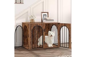 Hzuaneri 80 cm Gabbia per Cani, Tavolo Supplemento, Cuccia Moderna per Cani Interno, Gabbia per Cuccioli, Casetta per Animali, 3 porte, Porta ad arco, 56 x 80 x 61 cm, Marrone Rustico DFC85101B