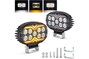‎FXLPOWER Fxlpower 2 Stück LED Flutlicht Arbeitsscheinwerfer mit Orange Weiß Positionslicht 12V 24V Zusatzscheinwerfer für Bau und Industrie sowie LKW, Offroad