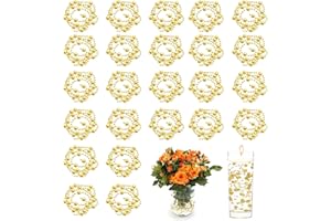 LETCDFER 24pcs Gold Artificial Pearl String for Floating Candles, Halloween Christmas Decoration Artificial Pearl Beads Filled Garland Floating Candles DIY Candle Decoration, Table Center Vase Filled