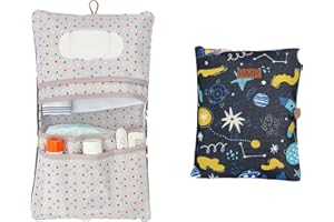 HAMUR HOME Diaper Bag Organizer And Cosmetic Bag 2in1 - Small Diaper Bag For On The Go Mom's Diapers Cream Wipes Baby Organizer (Space)