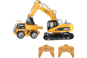 efaso RC Baustellenset 1-1:14 RC Bagger 1550 & 1:18 Muldenkipper 1540-2,4 GHz Baustellenfahrzeuge mit Licht und Sound, Schaufel aus Metall, Aufnahmemodus und umfangreichen Steuerungsmöglichkeiten