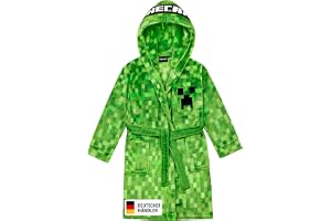 Minecraft Badrock för barn, pojkar, fleece, morgonrock med huva, Creeper design