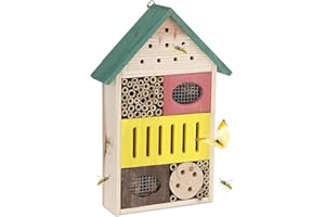 Relaxdays Hotel per Insetti, Casa per Api, Legno d'Abete, Pino, Bambù, Pigne, Giardino, HLP: 37,5x25,5x8 cm, Multicolore