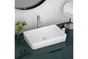 Lavabo Baño DeerValley Lavabo Rectangular en Cerámica Blanca para WC, 505 x 340 mm