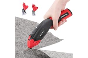 CGOLDENWALL Akkuschere Elektrische Stoffschere Leicht&Tragbar 4V Universalschneider für Leder/Papier/Teppich/Pappe Max. Schnittdicke: 6 mm Schnellladung (Schwarz&Rot)