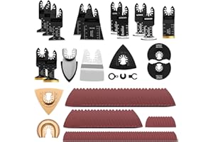 LCXCXY Multitool Sägeblätter, 122 Multitool zubehör, Multifunktionswerkzeug zubehör, Kante gebogen, Titan beschichtet,Oszillierendes Set, For Fein Multimaster Zubehör Makita Parkside Ryobi Einhell Dewalt AEG