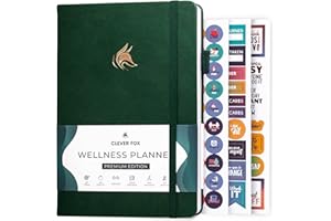 Clever Fox Wellness Journal – Weekly & Daily Health and Wellness Log, Food Journal & Meal Planner Diary for Calorie Counting, Notebook for Medical Condition Tracking, A5 – Forest Green