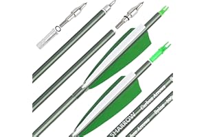 surwolf 31" Flèches de Chasse en Carbone Flèches 500 Spine avec Plumes Fletched Target Practice Arrows for Archery Compound & Recurve & Long Bow 6/12pcs