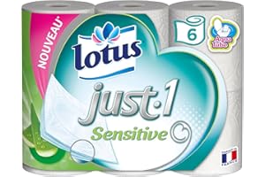 Lotus Just.1 Sensitive Papier Toilette Blanc 5 Épaisseurs, 3 x 6 Rouleaux