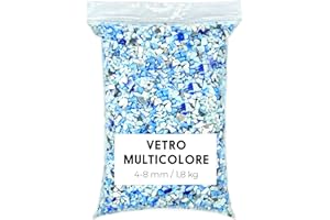 Landare Cristallo Pietre in Vetro Tritato Multicolore 1,8Kg - Vetro Frantumato - Vetro Schiacciato - Cocci di Vetro Artigianali (4-8 mm) (Multicolore)