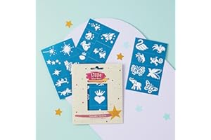 Little Stardust - Face Stencils for Children - Non-Toxic Adhesive & Re-Usable - with 40 Magical & Ornate Designs, Butterflies, Creatures, Flowers & Fairies, 5 Sheets