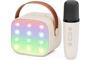 Ankuka Karaoke per Bambini Karaoke con Microfono Karaoke Cassa Bluetooth con 1 Microfono, Regalo Bambina Giochi Bimba Regalo Compleanno per 3, 4, 5, 6, 7, 8, 9,10,11,12+ Anni (Beige)