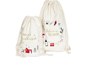 Papierdrachen 2 pochettes cadeaux pour Noël - Emballage durable des cadeaux - magnifiquement brodé et - couleur crème brodé multicolore - 25x35 cm & 35x50 cm - Set 6