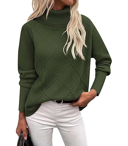 Damen Rollkragenpullover Mit Zopfmuster - Weich & Warm Für Herbst/Winter