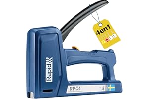 RAPID Grapadora Manual para Madera y Tapicería - Diseño 4-en-1 - Tapicería y Textiles - Grapas, Clavos y Pins - Fabricada en Suecia - Reducción del Esfuerzo en hasta un 50% - Rapid RPC4