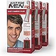 Just for Men Easy Comb-In Color (Formerly Autostop), Gray Hair Coloring with Comb Applicator Included, Easy No Mix Application - Medium-Dark Brown, A-40, 1 Count (Pack of 3)