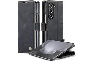 Cracedily Handyhülle für Samsung Galaxy Z Fold 5 Hülle, Klapphülle Premium Lederhülle Klappbar Flip Case Tasche Magnet Kartenfach Standfunktion Klapphülle Schutzhülle, Schwarz