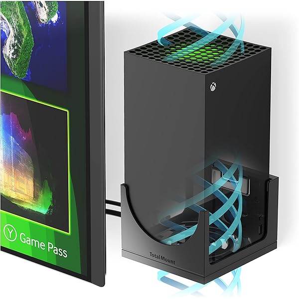 Support Mural Xbox Series X En Alliage Aluminium - Avec 2 Supports Manette, étagère Ventilée, Montage Facile (noir) - 2