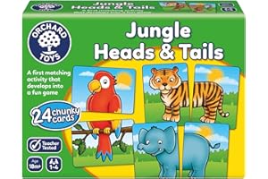 Orchard Toys Jungle Heads and Tails Game, Educational Game, 2 in 1 Activity, Educational Memory Game, Age 18 months, Educational Toy