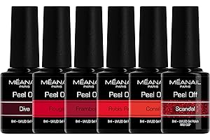 MEANAIL Cofanetto 6 Colori Smalti Peel Off Semipermanente Rouge • 8ml • Rimozione Facile Effetto Sticker Senza Acetone • Vegan & Cruelty Free •