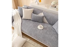 TOPCHANCES Housse de Canapé d'angle 3 Places,Antidérapant Universel et Texture Tridimensionnelle,Coussin de Siège de Canapé en Forme de L,Adapté Aux Animaux Domestiques(Gris,70×150cm 1PCS)