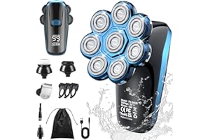 YOVIKIN Head Shavers for Men, Upgrade 8D Rotating Electric Shavers for Bald Men Cordless Waterproof Wet & Dry USB Rechageable 99min Use Time LED Display Razor Beard for Home, Office, Travel Black