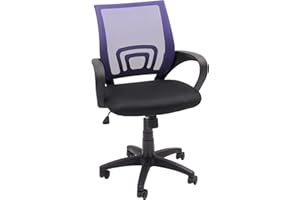 Homely - Silla Oficina, Estudio, Escritorio PRACTIK, Base giratoria con Ruedas, Regulable en Altura, Sistema SINCRO de inclinación, tapizado Tejido 3D Negro, de 58x55x87-97 cm, Respaldo Color Morado