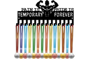 CREATCABIN Porta Medaglie per Bodybuilding Appendini per Medaglie Espositore per Premi da Appendere per Sport Ferro Piccolo Supporto da Parete in Metallo con 14 Gancio per Correre Nero 29x13cm