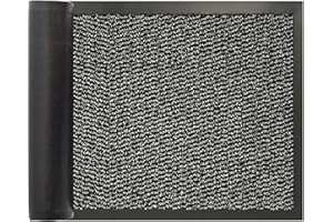 SUPRANO Door Mats Indoor 120cm x 180cm Grey, Washable indoor Outdoor Rugs Matts, Heavy Duty Non-slip Entrance Mat, Super Absorbent Front Door Mat Kitchen Hallway Bath Barrier Rugs (Grey & Black, 120 x 180 cm)