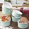 Lupaava Ceramic Ramekin Bowl/Soufflé Dish for Baking and Serving Puddings, custards or Other Desserts - Set of 6 (Light Green)