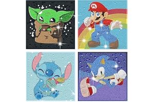 Niumowang Diamond painting para niños, 4 pack Kit de pintura 5D diamante para niños, pintura diamante niños, 5d diamond painting, para Decoración de Paredes del Hogar,15 x 15cm (4PCS)