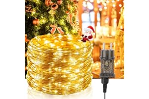 HOTERIL Guirlande Lumineuse, 20M 200LEDs 8 Modes IP65 Etanche Guirlande Lumineuse Exterieure avec Adapteur Alimentation Micro LED Decoration pour Chambre Noël Mariage Fête Anniversaire Jardin (Jaune Chaud)