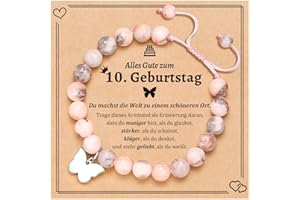Aunis 7./8./9./10./11./16. Geburtstagsgeschenke für Mädchen, Schmetterlings-Natursteinarmbänder mit Zitatkarte