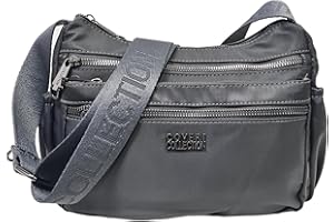 COVERI COLLECTION Borsa a Tracolla in Nylon, 3 Scomparti, Leggera, Tasche Multiple con Zip, Art. 5050-4 Dimensioni 26x20x10 cm